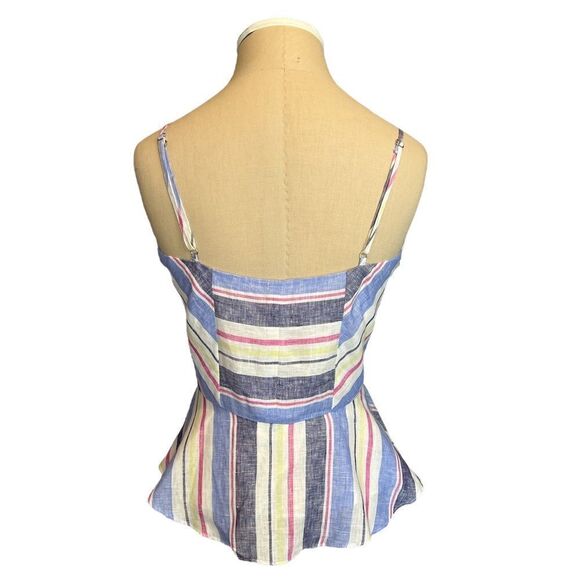 Parker Whitney Blue Striped Bow Front Linen Cami - Picture 4 of 7